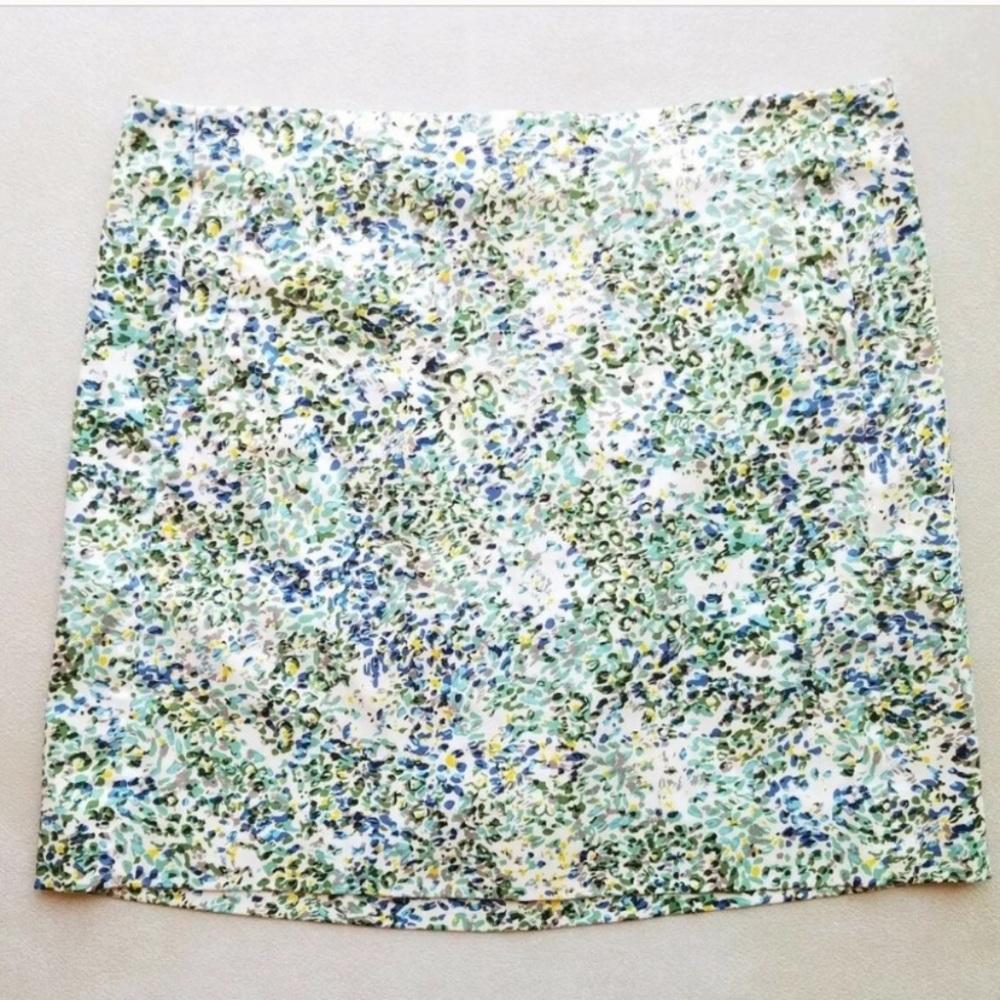 J. Crew Green Patterned Stretch Miniskirt, Sz 6
